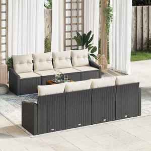 vidaXL Set de canapele pentru grădină cu pernă 9 pcs Negru Rattan poli imagine