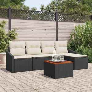 vidaXL Set de canapele pentru grădină cu pernă 6 pcs Negru Rattan poli imagine