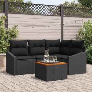 vidaXL Set de canapele pentru grădină cu pernă 5 pcs Negru Rattan poli imagine