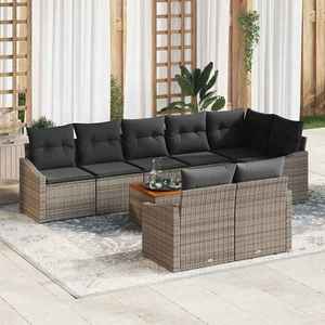 vidaXL Set de canapele pentru grădină cu pernă 9 pcs Gri Rattan poli imagine