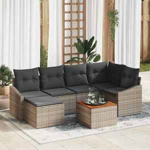 vidaXL Set de canapele pentru grădină cu pernă 7 pcs Gri Rattan poli imagine