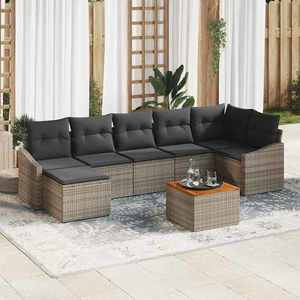 vidaXL Set de canapele pentru grădină cu pernă 8 pcs Gri Rattan poli imagine