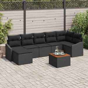 vidaXL Set de canapele pentru grădină cu pernă 8 pcs Negru Rattan poli imagine