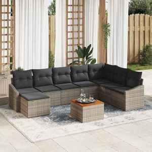 vidaXL Set de canapele pentru grădină cu pernă 9 pcs Gri Rattan poli imagine