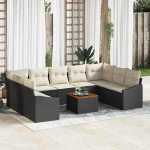 vidaXL Set de canapele pentru grădină 10 pcs Negru Rattan poli imagine