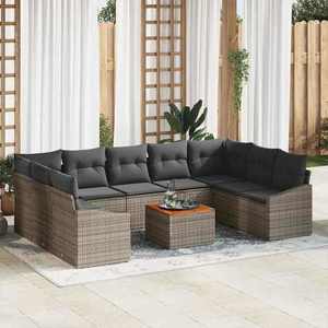 vidaXL Set de canapele pentru grădină cu pernă 10 pcs Gri Rattan poli imagine