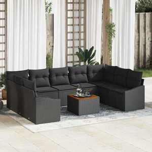 vidaXL Set de canapele pentru grădină 10 pcs Negru Rattan poli imagine
