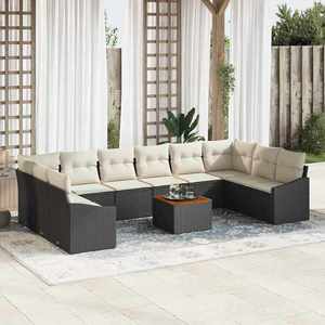 vidaXL Set de canapele pentru grădină 11 pcs Negru Rattan poli imagine