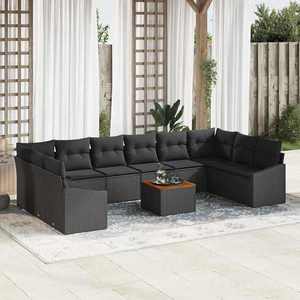 vidaXL Set de canapele pentru grădină 11 pcs Negru Rattan poli imagine