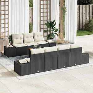vidaXL Set de canapele pentru grădină cu pernă 8 pcs Negru Rattan poli imagine