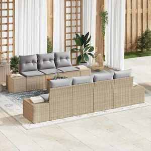 vidaXL Set de canapele pentru grădină cu pernă 8 pcs Bej Rattan poli imagine