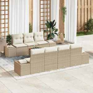 vidaXL Set de canapele pentru grădină cu pernă 8 pcs Bej Rattan poli imagine