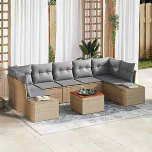 vidaXL Set de canapele pentru grădină cu pernă 8 pcs Bej Rattan poli imagine