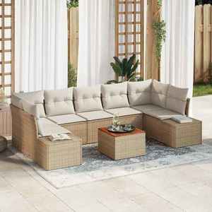 vidaXL Set de canapele pentru grădină cu pernă 8 pcs Bej Rattan poli imagine