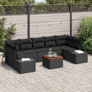 vidaXL Set de canapele pentru grădină cu pernă 8 pcs Negru Rattan poli imagine
