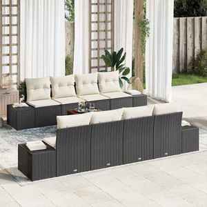 vidaXL Set de canapele pentru grădină cu pernă 9 pcs Negru Rattan poli imagine