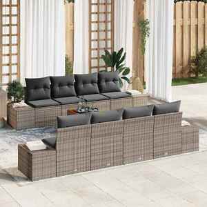 vidaXL Set de canapele pentru grădină cu pernă 9 pcs Gri Rattan poli imagine