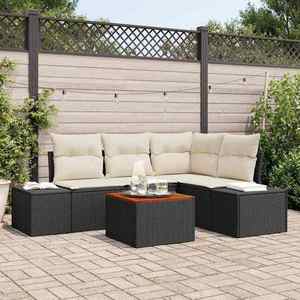 vidaXL Set de canapele pentru grădină cu pernă 5 pcs Negru Rattan poli imagine