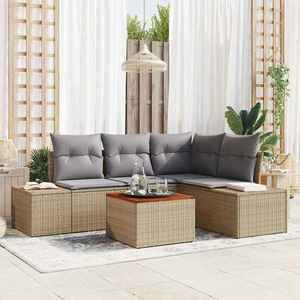 vidaXL Set de canapele pentru grădină cu pernă 5 pcs Bej Rattan poli imagine