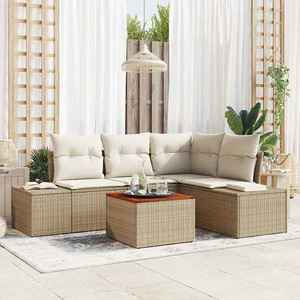 vidaXL Set de canapele pentru grădină cu pernă 5 pcs Bej Rattan poli imagine