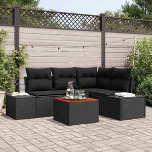 vidaXL Set de canapele pentru grădină cu pernă 5 pcs Negru Rattan poli imagine