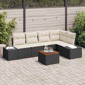 vidaXL Set de canapele pentru grădină cu pernă 6 pcs Negru Rattan poli imagine
