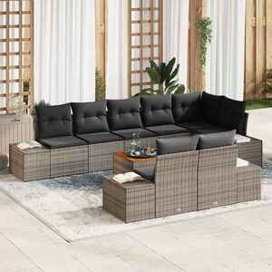vidaXL Set de canapele pentru grădină cu pernă 9 pcs Gri Rattan poli imagine