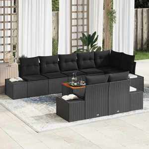 vidaXL Set de canapele pentru grădină cu pernă 9 pcs Negru Rattan poli imagine