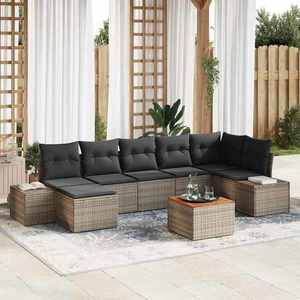vidaXL Set de canapele pentru grădină cu pernă 8 pcs Gri Rattan poli imagine