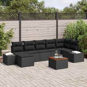 vidaXL Set de canapele pentru grădină cu pernă 8 pcs Negru Rattan poli imagine
