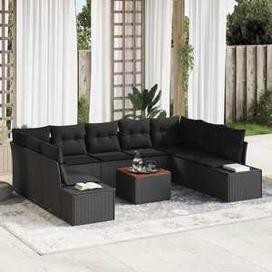 vidaXL Set de canapele pentru grădină 10 pcs Negru Rattan poli imagine