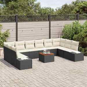 vidaXL Set de canapele pentru grădină 11 pcs Negru Rattan poli imagine