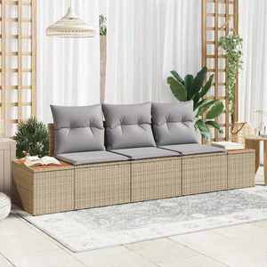 vidaXL Set de canapele pentru grădină cu pernă 3 pcs Bej Rattan poli imagine