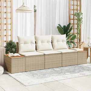 vidaXL Set de canapele pentru grădină cu pernă 3 pcs Bej Rattan poli imagine