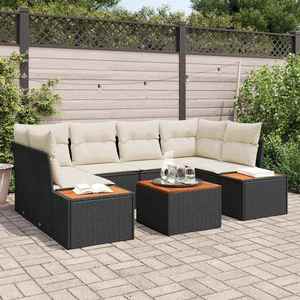 vidaXL Set de canapele pentru grădină cu pernă 7 pcs Negru Rattan poli imagine