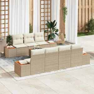 vidaXL Set de canapele pentru grădină cu pernă 8 pcs Bej Rattan poli imagine