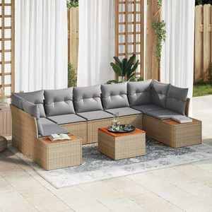 vidaXL Set de canapele pentru grădină cu pernă 8 pcs Bej Rattan poli imagine