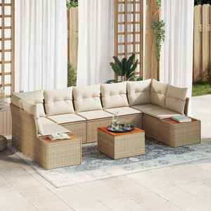 vidaXL Set de canapele pentru grădină cu pernă 8 pcs Bej Rattan poli imagine