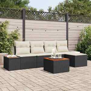 vidaXL Set de canapele pentru grădină cu pernă 6 pcs Negru Rattan poli imagine
