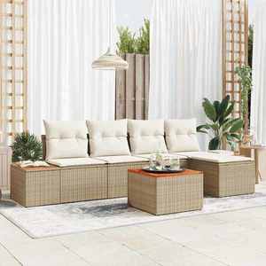 vidaXL Set de canapele pentru grădină cu pernă 6 pcs Bej Rattan poli imagine