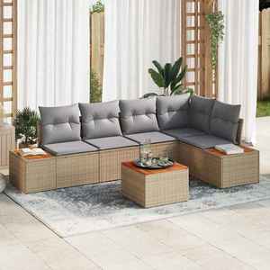 vidaXL Set de canapele pentru grădină cu pernă 6 pcs Bej Rattan poli imagine