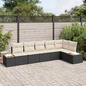 vidaXL Set de canapele pentru grădină cu pernă 6 pcs Negru Rattan poli imagine