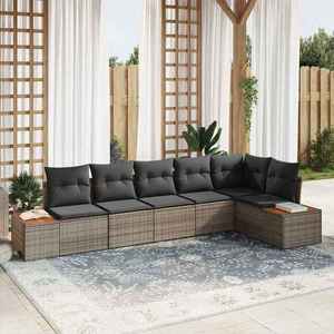 vidaXL Set de canapele pentru grădină cu pernă 6 pcs Gri Rattan poli imagine