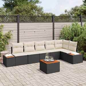 vidaXL Set de canapele pentru grădină cu pernă 7 pcs Negru Rattan poli imagine