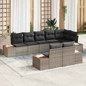 vidaXL Set de canapele pentru grădină cu pernă 8 pcs Gri Rattan poli imagine