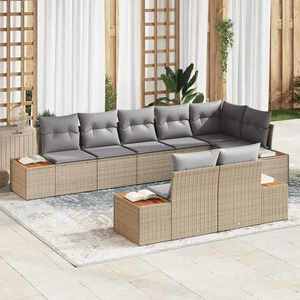 vidaXL Set de canapele pentru grădină cu pernă 8 pcs Bej Rattan poli imagine
