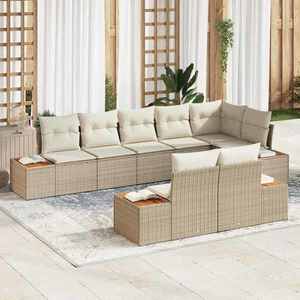 vidaXL Set de canapele pentru grădină cu pernă 8 pcs Bej Rattan poli imagine