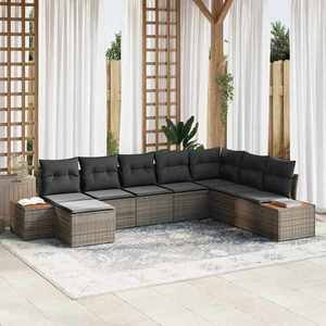 vidaXL Set de canapele pentru grădină cu pernă 8 pcs Gri Rattan poli imagine