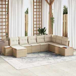 vidaXL Set de canapele pentru grădină cu pernă 8 pcs Bej Rattan poli imagine