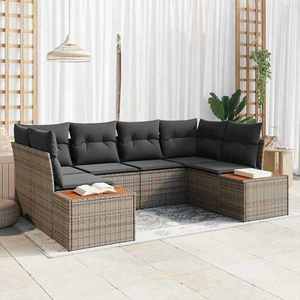 vidaXL Set de canapele pentru grădină cu pernă 6 pcs Gri Rattan poli imagine